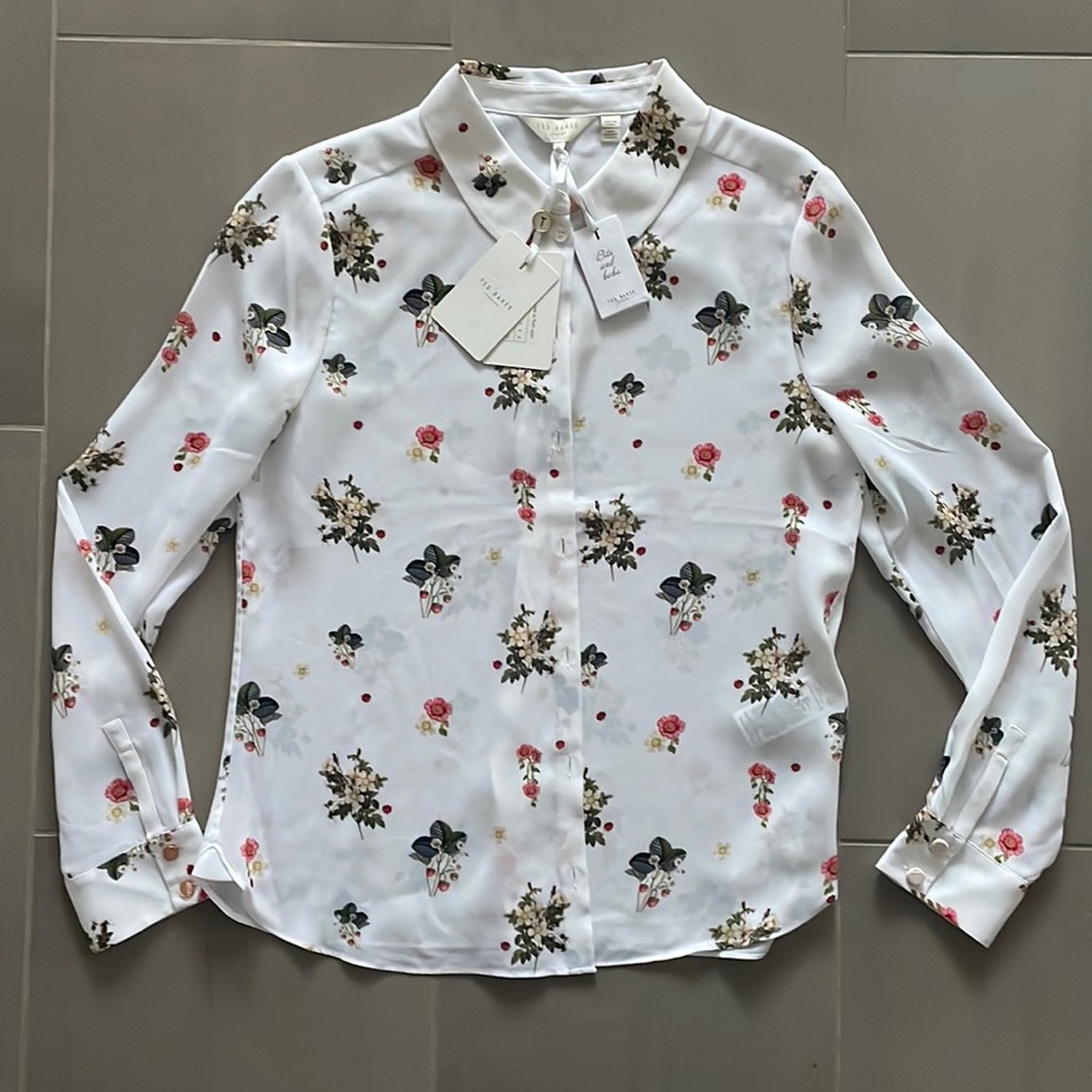 Ted Baker lady bug & berries print blouse NWT